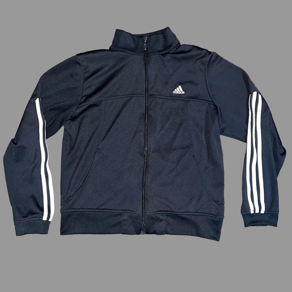 Adidas Originals Women's Track Jacket Size Large Black White 3-Stripe Full Zip